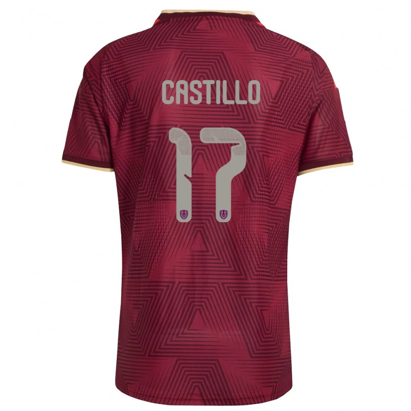 Danxen Mujer Camiseta Venezuela Edson Castillo #17 Borgoña Oro Amarillo 1ª Equipación 26-28 La Camisa México