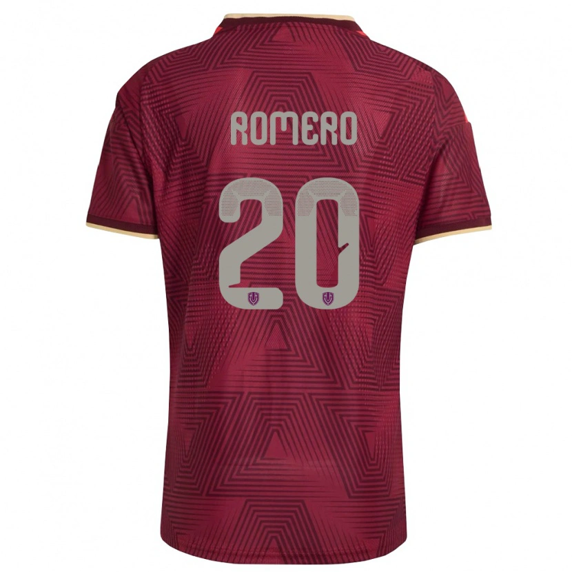 Danxen Mujer Camiseta Venezuela Andrés Romero #20 Borgoña Oro Amarillo 1ª Equipación 26-28 La Camisa México