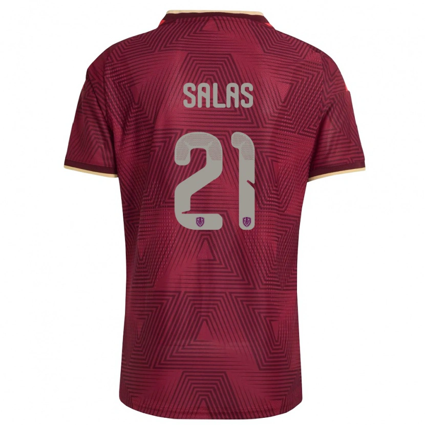Danxen Mujer Camiseta Venezuela Ramon Salas #21 Borgoña Oro Amarillo 1ª Equipación 26-28 La Camisa México