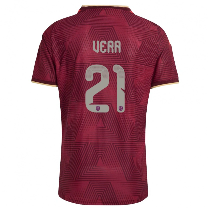 Danxen Mujer Camiseta Venezuela Andry Vera #21 Borgoña Oro Amarillo 1ª Equipación 26-28 La Camisa México