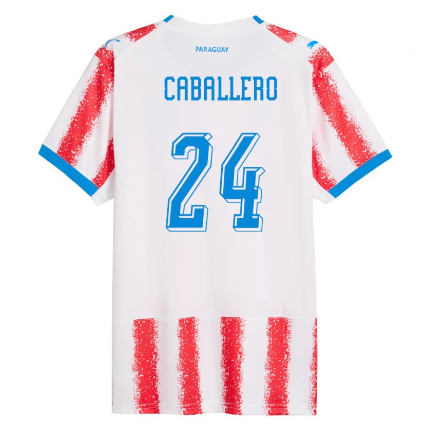 Danxen Mujer Camiseta Paraguay Gustavo Caballero #24 Blanco Rojo Azul 1ª Equipación 26-28 La Camisa México