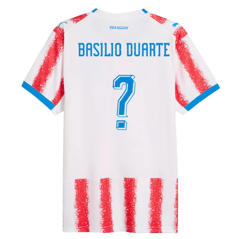 Danxen Mujer Camiseta Paraguay Basilio Duarte #0 Blanco Rojo Azul 1ª Equipación 26-28 La Camisa México