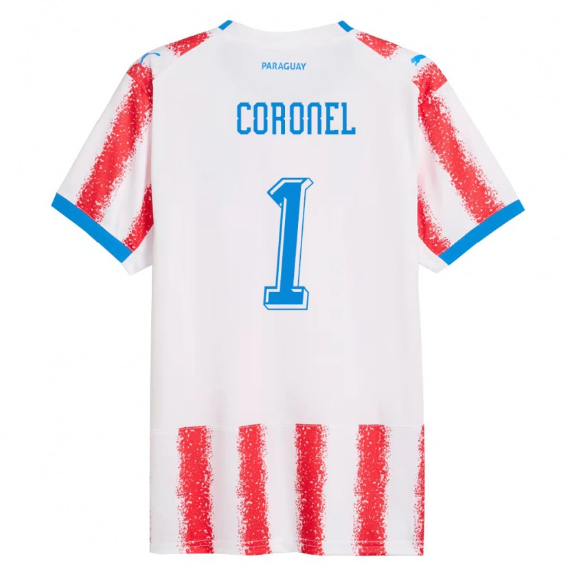 Danxen Mujer Camiseta Paraguay Carlos Coronel #1 Blanco Rojo Azul 1ª Equipación 26-28 La Camisa México