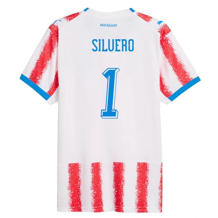 Danxen Mujer Camiseta Paraguay Lucas Silvero #1 Blanco Rojo Azul 1ª Equipación 26-28 La Camisa México