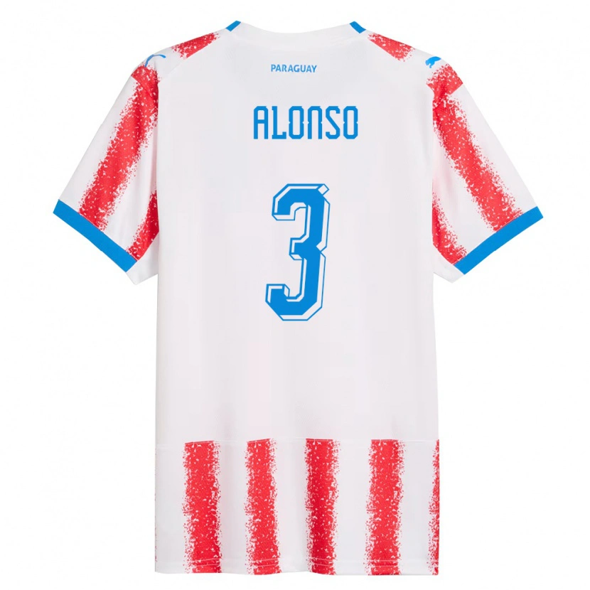 Danxen Mujer Camiseta Paraguay Lorena Alonso #3 Blanco Rojo Azul 1ª Equipación 26-28 La Camisa México