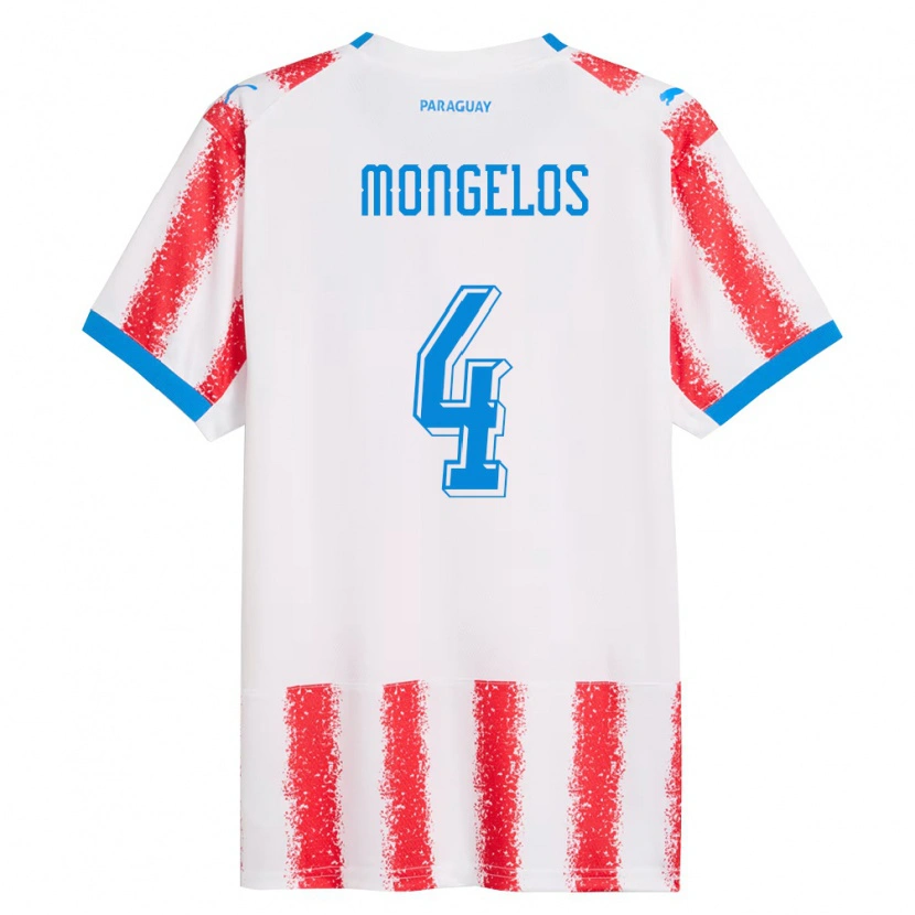 Danxen Mujer Camiseta Paraguay Rolando Mongelós #4 Blanco Rojo Azul 1ª Equipación 26-28 La Camisa México