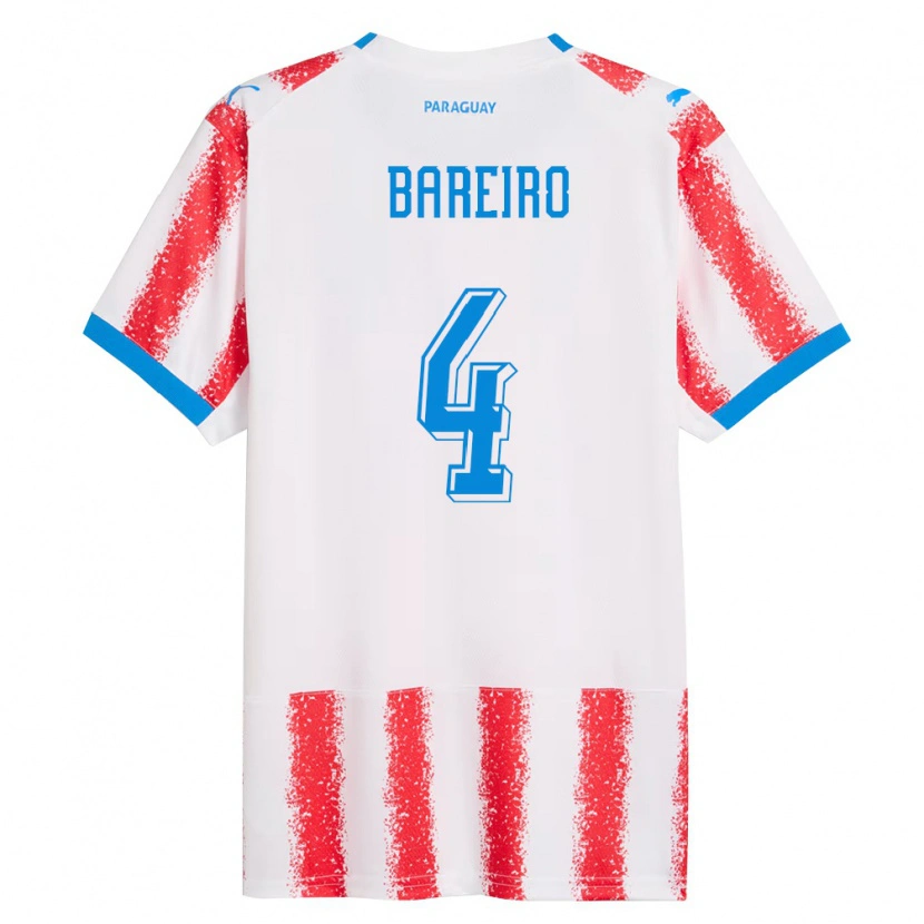 Danxen Mujer Camiseta Paraguay Daysy Bareiro #4 Blanco Rojo Azul 1ª Equipación 26-28 La Camisa México