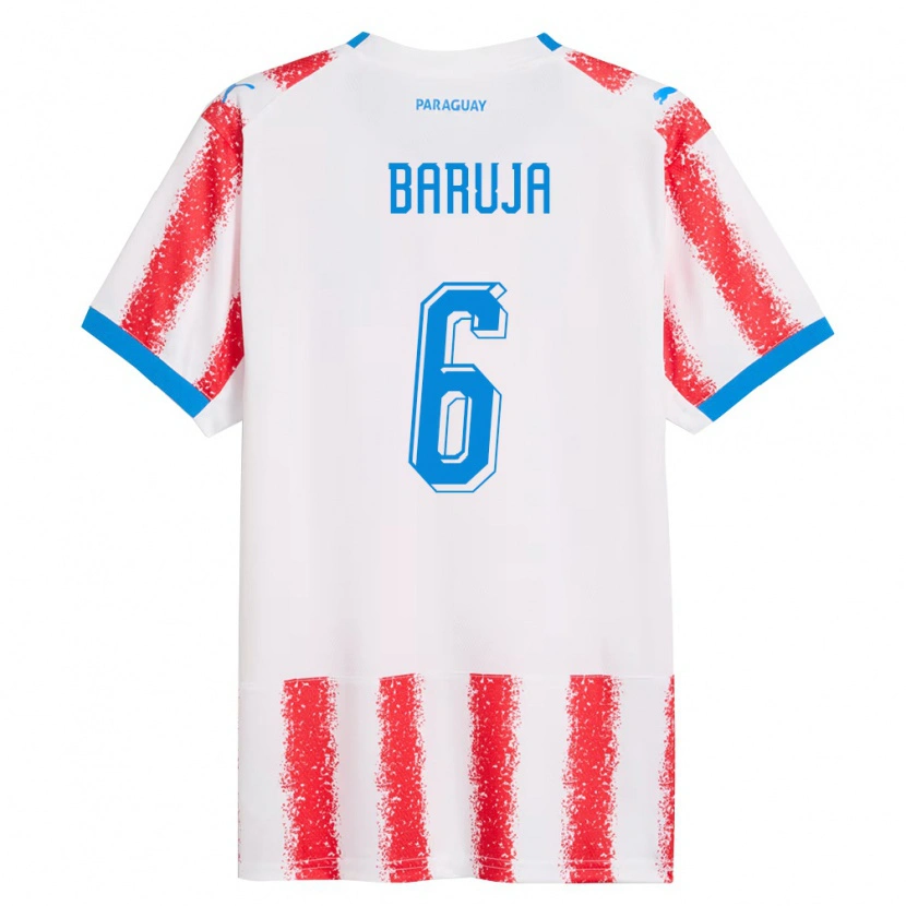 Danxen Mujer Camiseta Paraguay Fabrizio Baruja #6 Blanco Rojo Azul 1ª Equipación 26-28 La Camisa México