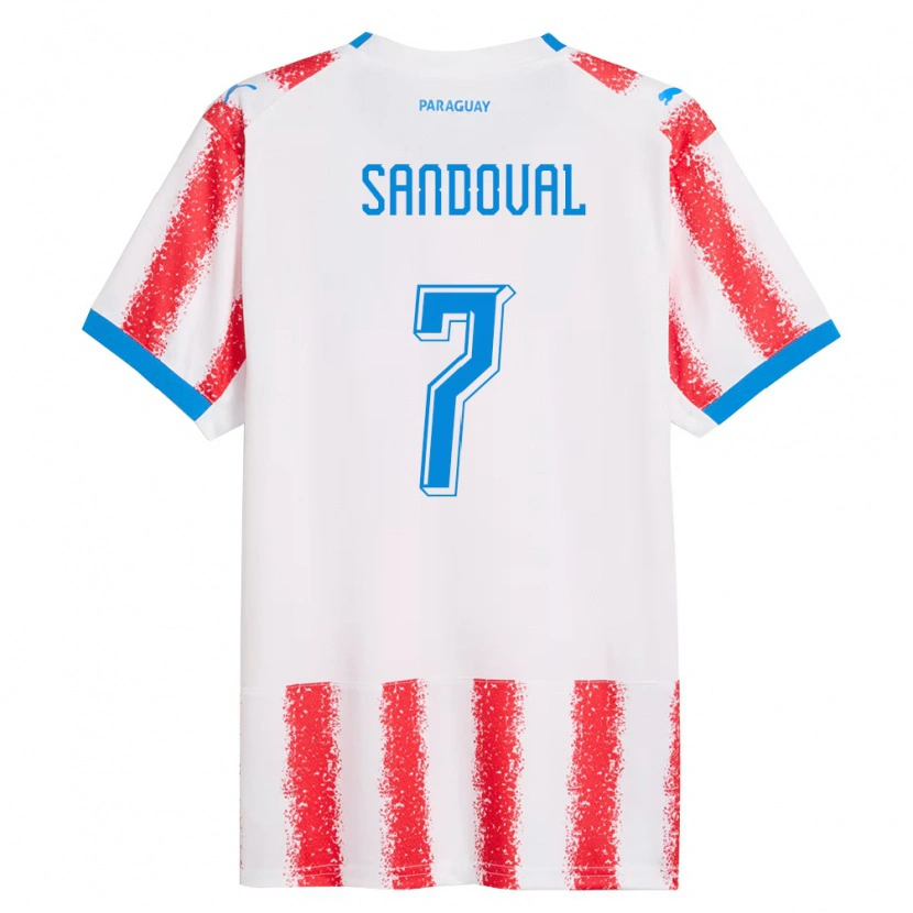 Danxen Mujer Camiseta Paraguay Fabiola Sandoval #7 Blanco Rojo Azul 1ª Equipación 26-28 La Camisa México