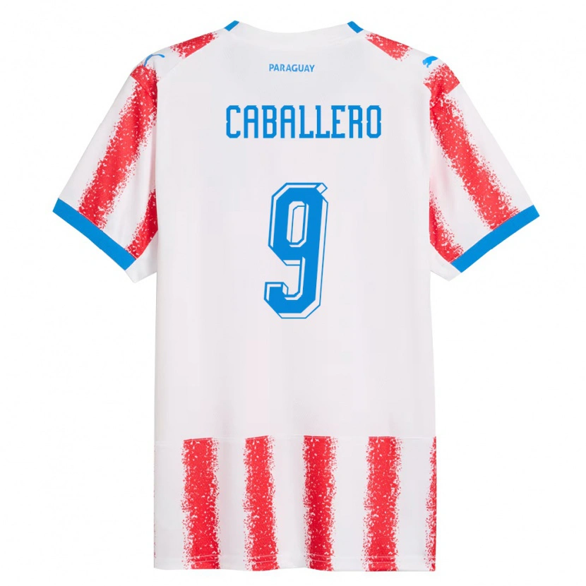 Danxen Mujer Camiseta Paraguay Tiago Caballero #9 Blanco Rojo Azul 1ª Equipación 26-28 La Camisa México