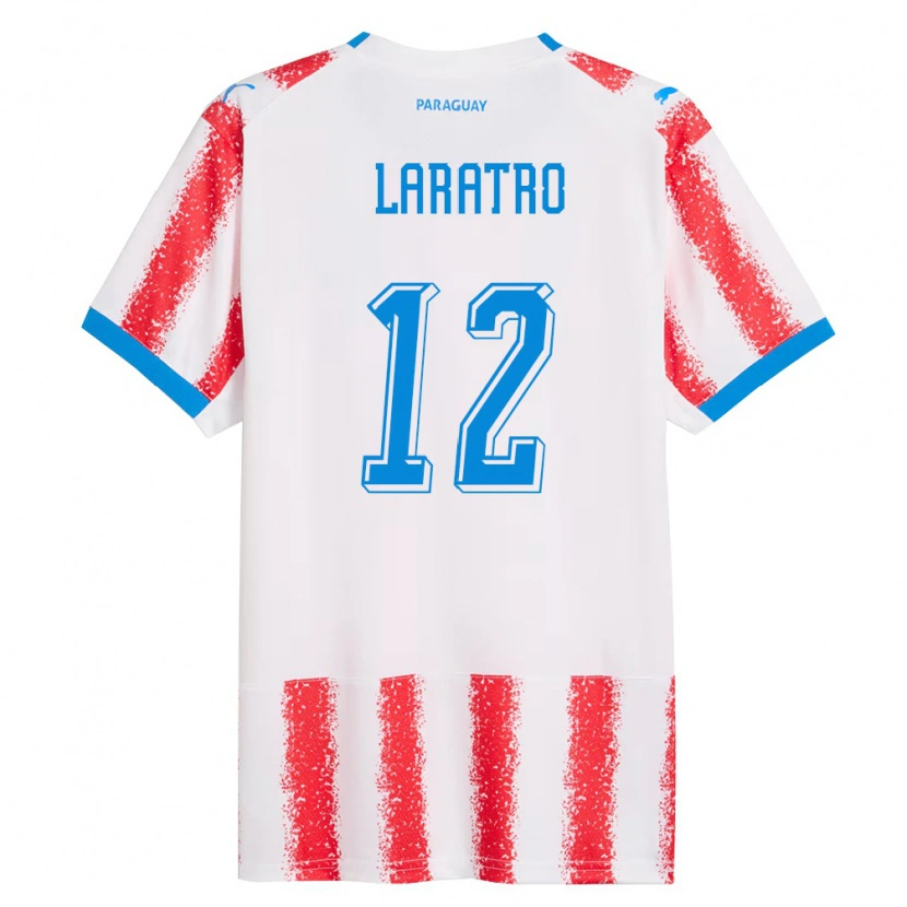Danxen Mujer Camiseta Paraguay Rainero Laratro #12 Blanco Rojo Azul 1ª Equipación 26-28 La Camisa México