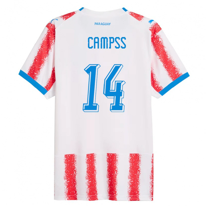 Danxen Mujer Camiseta Paraguay Jhosias Campss #14 Blanco Rojo Azul 1ª Equipación 26-28 La Camisa México
