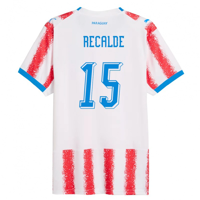 Danxen Mujer Camiseta Paraguay Maximiliano Recalde #15 Blanco Rojo Azul 1ª Equipación 26-28 La Camisa México