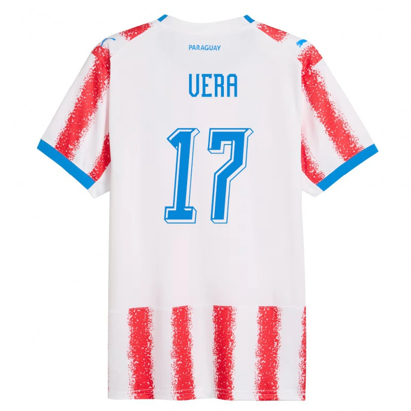 Danxen Mujer Camiseta Paraguay Thiago Vera #17 Blanco Rojo Azul 1ª Equipación 26-28 La Camisa México