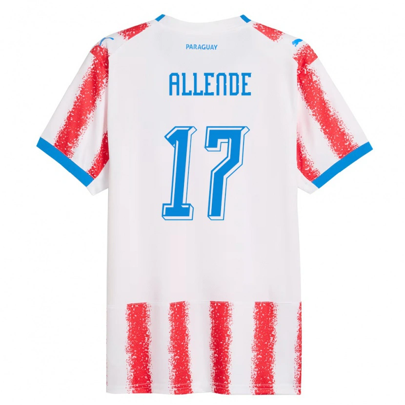 Danxen Mujer Camiseta Paraguay Félix Allende #17 Blanco Rojo Azul 1ª Equipación 26-28 La Camisa México