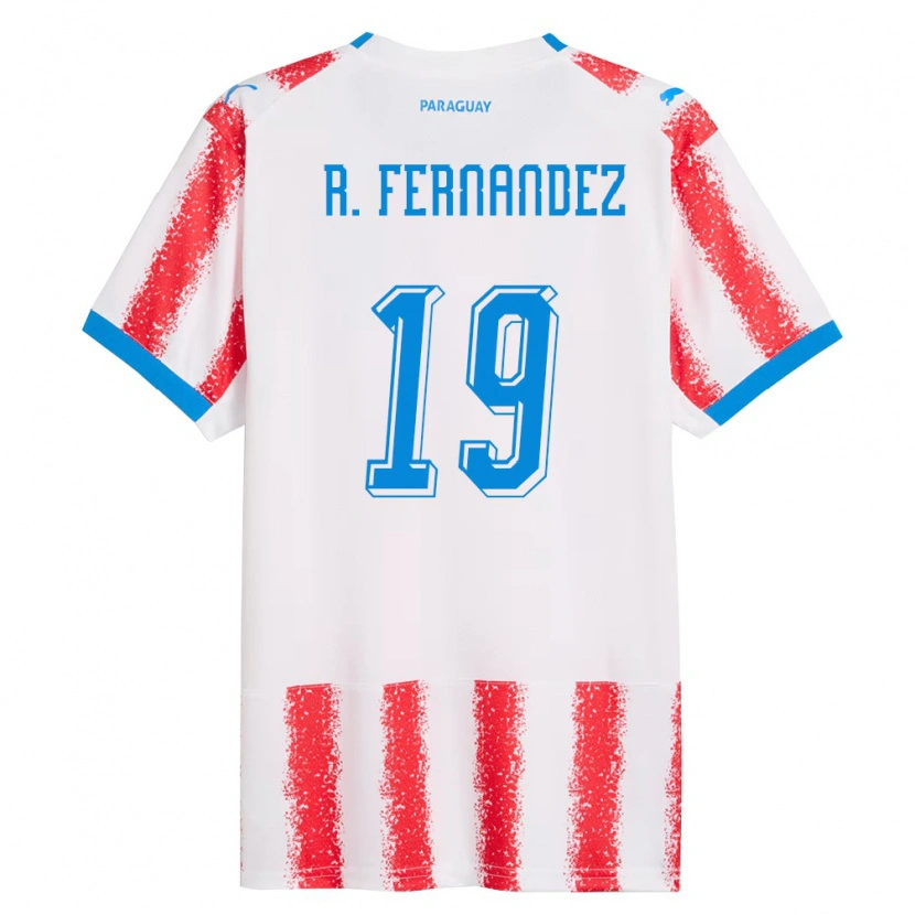 Danxen Mujer Camiseta Paraguay Rebeca Fernández #19 Blanco Rojo Azul 1ª Equipación 26-28 La Camisa México