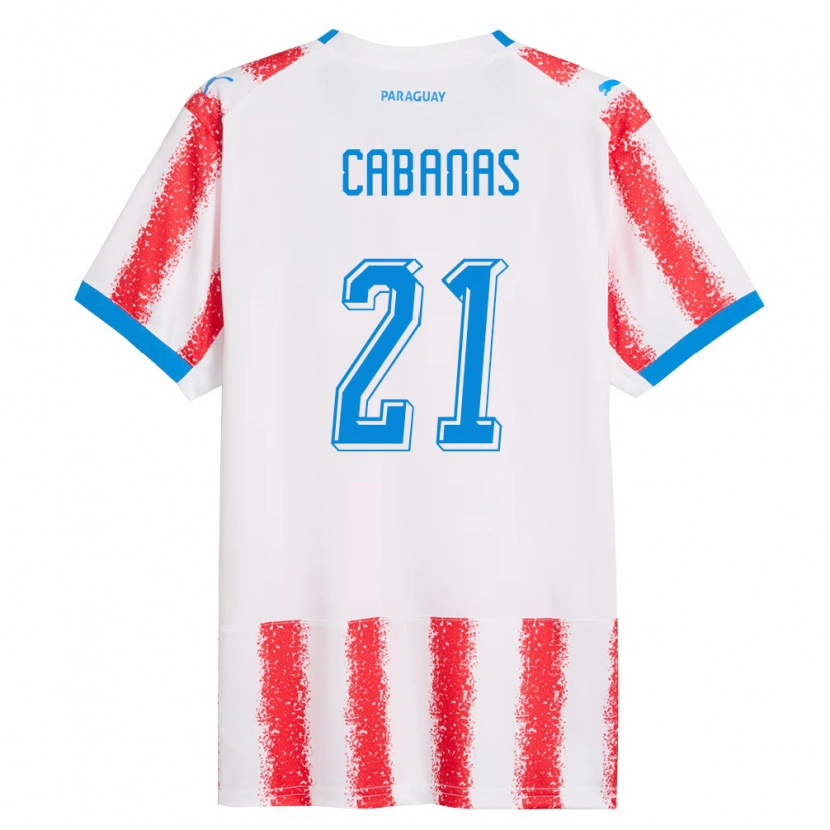 Danxen Mujer Camiseta Paraguay Víctor Cabañas #21 Blanco Rojo Azul 1ª Equipación 26-28 La Camisa México