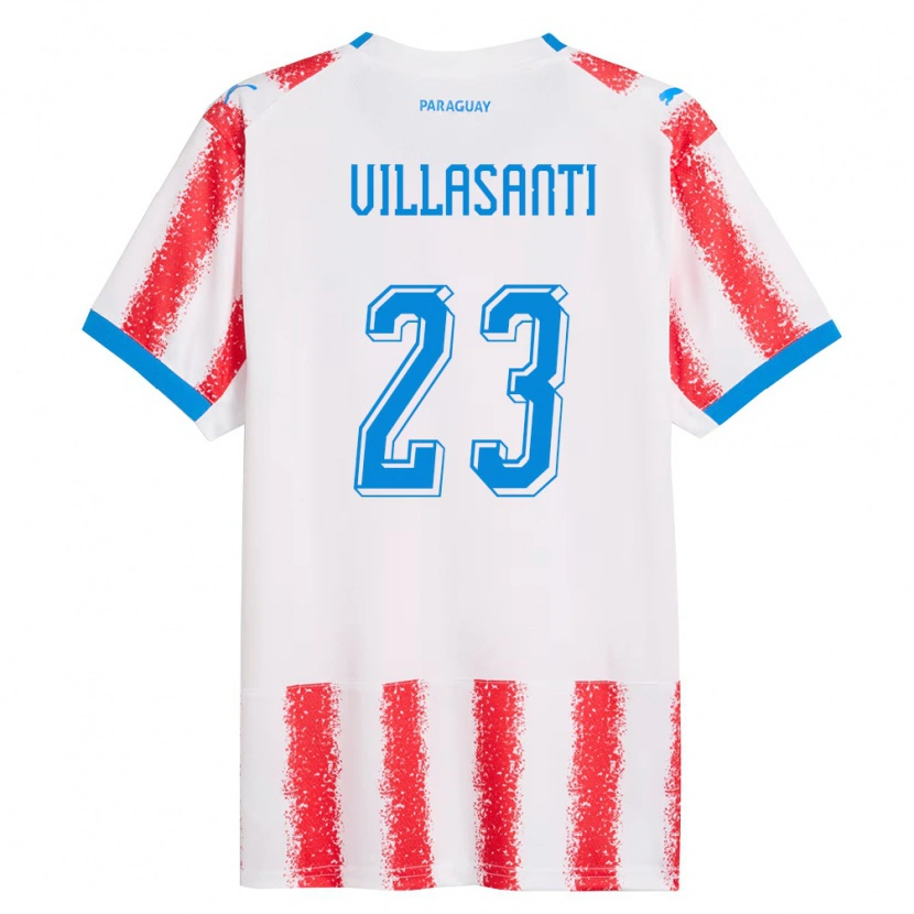 Danxen Mujer Camiseta Paraguay Mathías Villasanti #23 Blanco Rojo Azul 1ª Equipación 26-28 La Camisa México