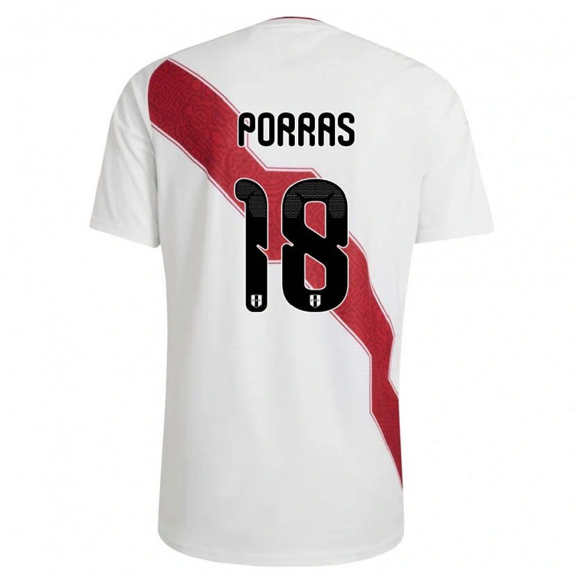 Danxen Mujer Camiseta Perú Sashenka Porras #18 Blanco Rojo Negro 1ª Equipación 26-28 La Camisa México