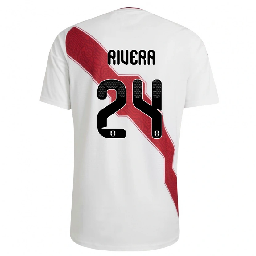 Danxen Mujer Camiseta Perú José Rivera #24 Blanco Rojo Negro 1ª Equipación 26-28 La Camisa México