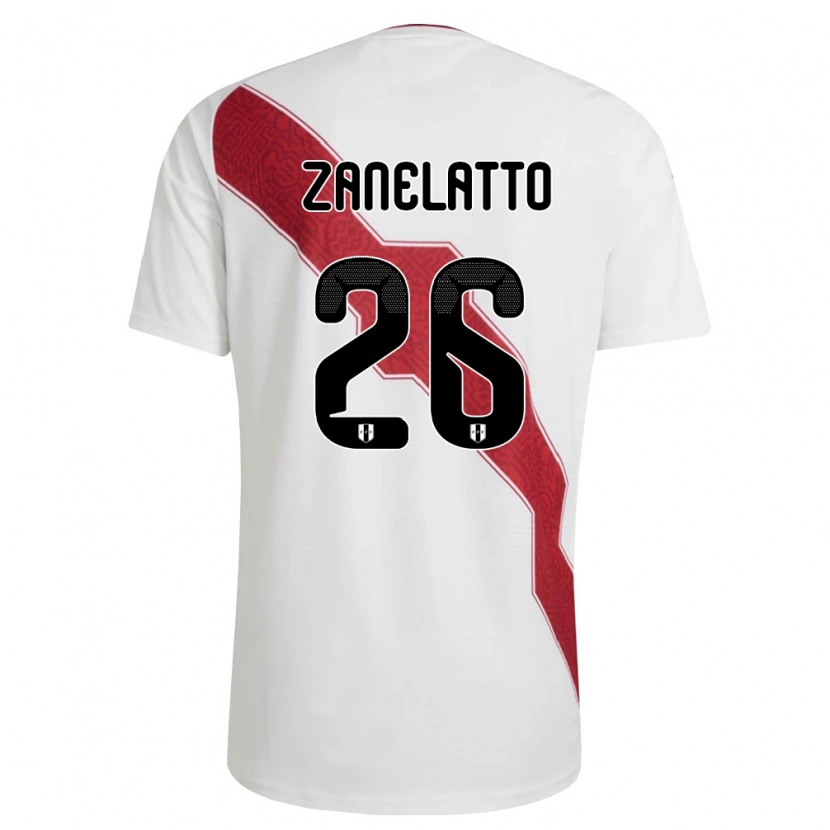 Danxen Mujer Camiseta Perú Franco Zanelatto #26 Blanco Rojo Negro 1ª Equipación 26-28 La Camisa México