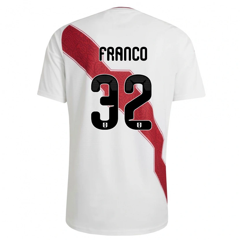 Danxen Mujer Camiseta Perú Emile Franco #32 Blanco Rojo Negro 1ª Equipación 26-28 La Camisa México