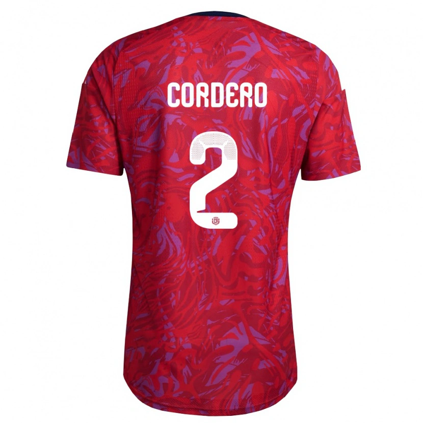 Danxen Mujer Camiseta Costa Rica Matías Cordero #2 Rojo Púrpura Marino 1ª Equipación 26-28 La Camisa México