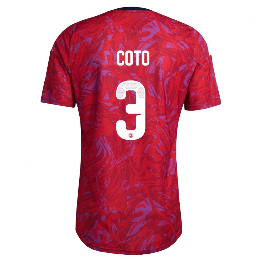 Danxen Mujer Camiseta Costa Rica Maria Coto #3 Rojo Púrpura Marino 1ª Equipación 26-28 La Camisa México