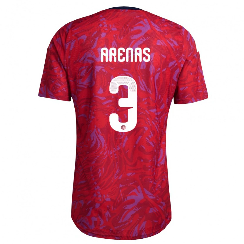 Danxen Mujer Camiseta Costa Rica Alejandro Arenas #3 Rojo Púrpura Marino 1ª Equipación 26-28 La Camisa México