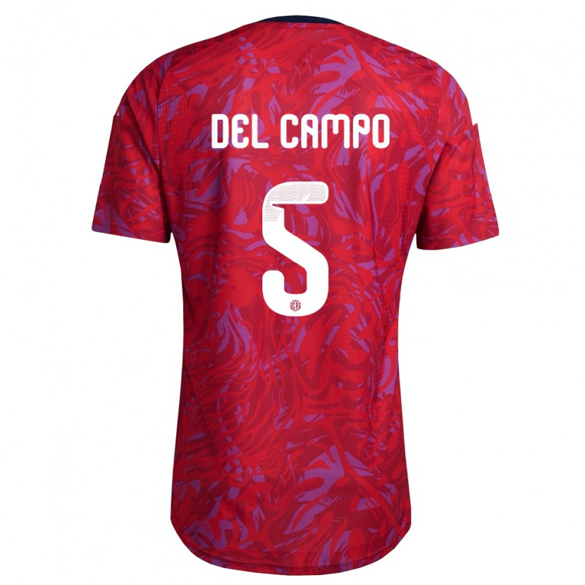Danxen Mujer Camiseta Costa Rica Valeria Del Campo #5 Rojo Púrpura Marino 1ª Equipación 26-28 La Camisa México