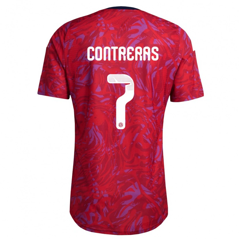 Danxen Mujer Camiseta Costa Rica Anthony Contreras #7 Rojo Púrpura Marino 1ª Equipación 26-28 La Camisa México