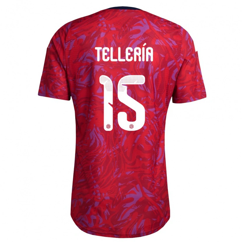 Danxen Mujer Camiseta Costa Rica Jostin Telleria #15 Rojo Púrpura Marino 1ª Equipación 26-28 La Camisa México