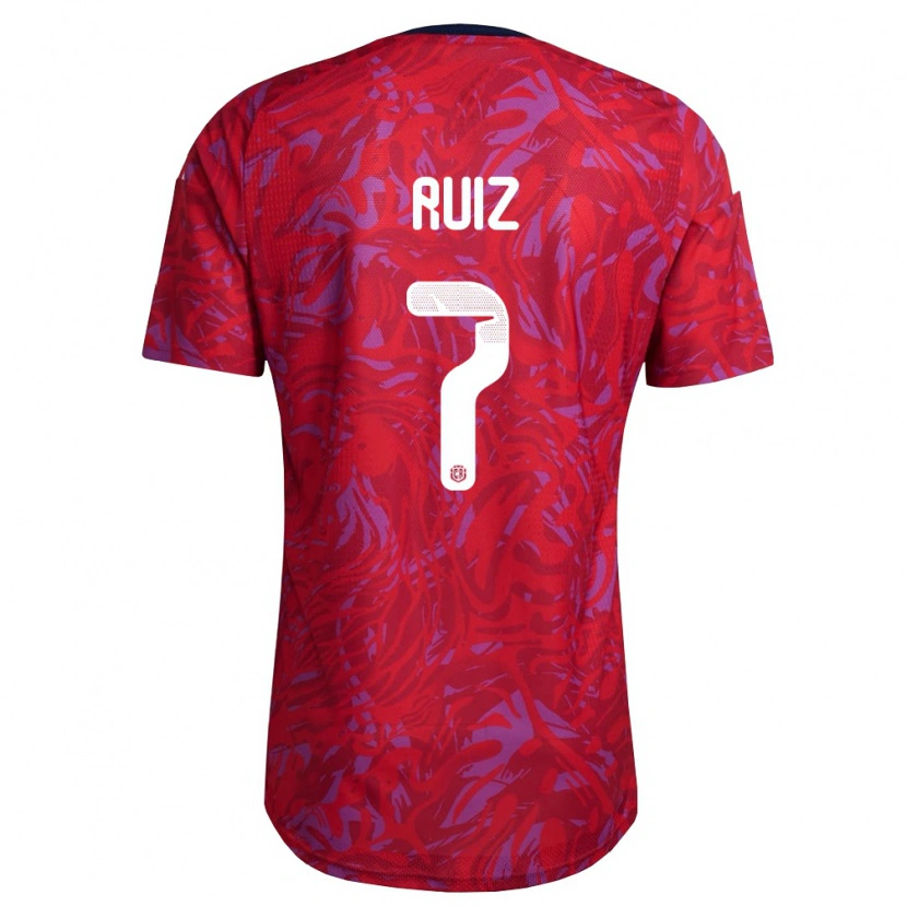 Danxen Mujer Camiseta Costa Rica John Ruiz #7 Rojo Púrpura Marino 1ª Equipación 26-28 La Camisa México