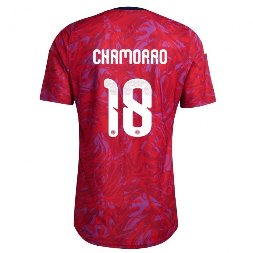 Danxen Mujer Camiseta Costa Rica Kevin Chamorro #18 Rojo Púrpura Marino 1ª Equipación 26-28 La Camisa México