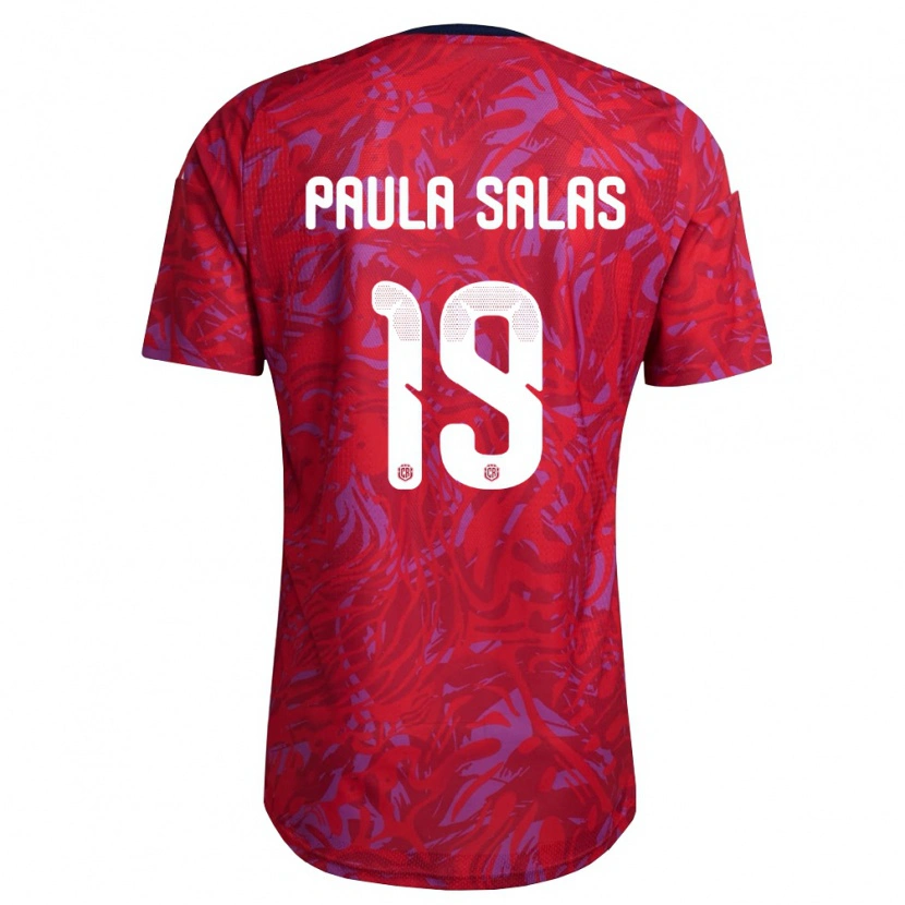 Danxen Mujer Camiseta Costa Rica Maria Paula Salas #19 Rojo Púrpura Marino 1ª Equipación 26-28 La Camisa México