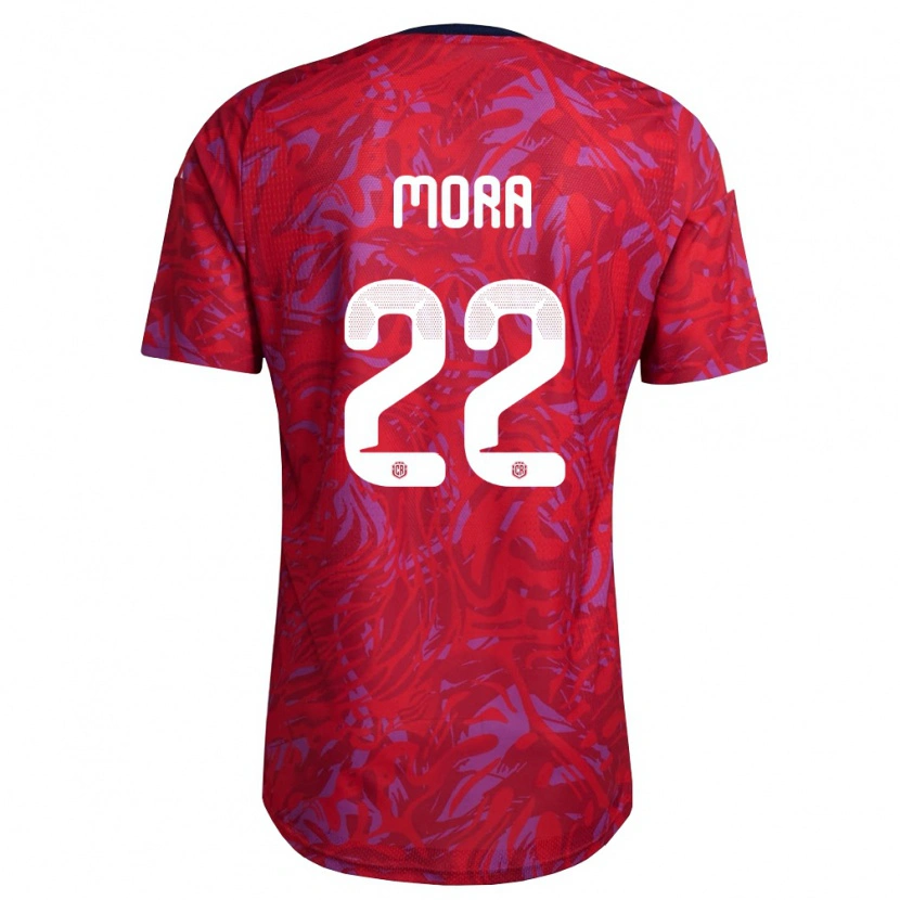 Danxen Mujer Camiseta Costa Rica Carlos Mora #22 Rojo Púrpura Marino 1ª Equipación 26-28 La Camisa México