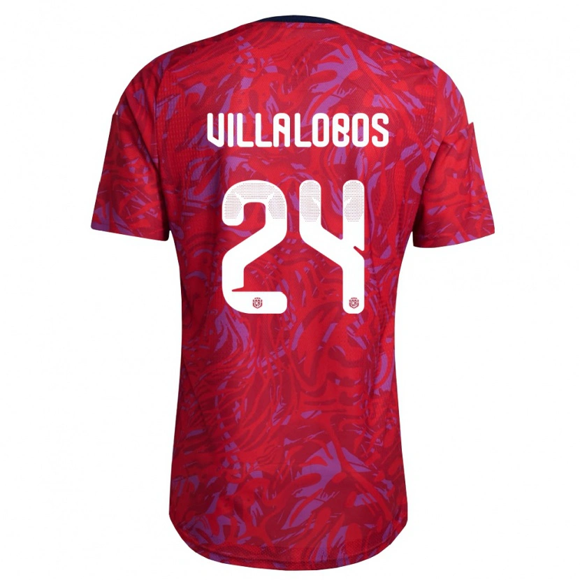Danxen Mujer Camiseta Costa Rica Anthuan Villalobos #24 Rojo Púrpura Marino 1ª Equipación 26-28 La Camisa México
