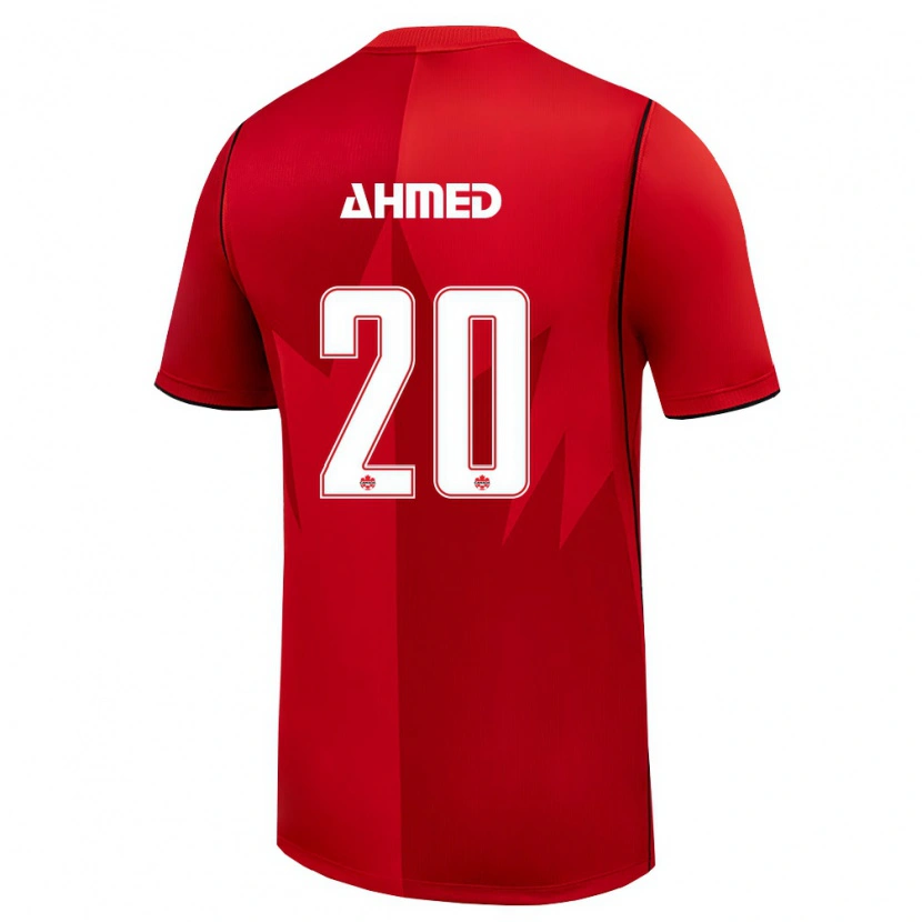 Danxen Mujer Camiseta Canadá Ali Ahmed #20 Rojo Blanco 1ª Equipación 26-28 La Camisa México