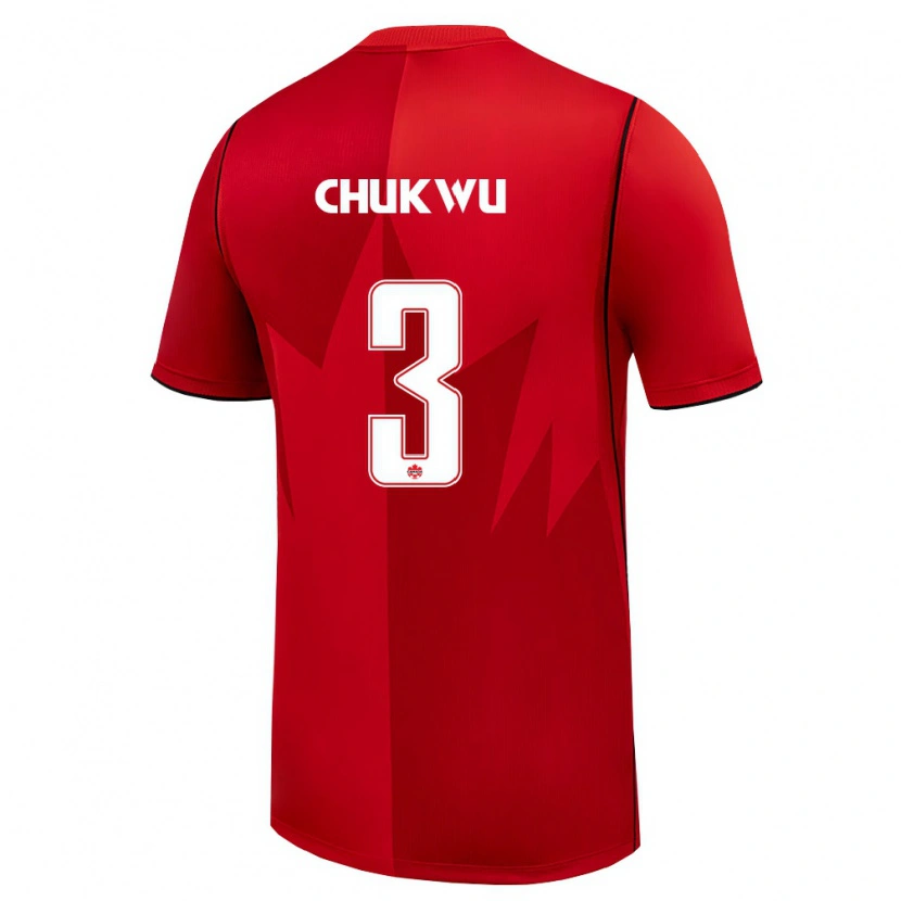 Danxen Mujer Camiseta Canadá John Chukwu #3 Rojo Blanco 1ª Equipación 26-28 La Camisa México