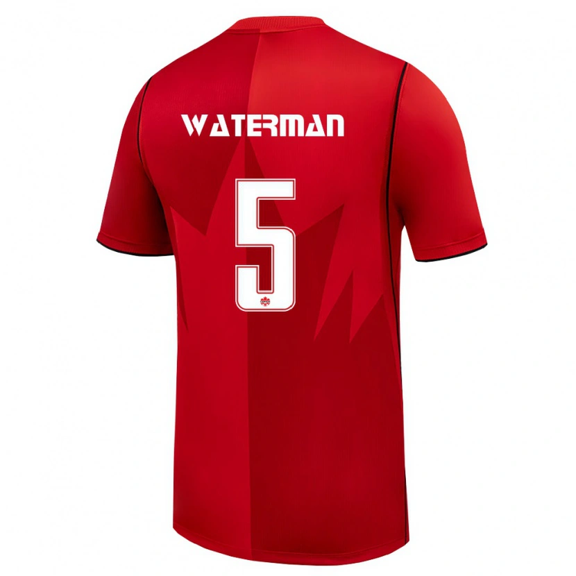 Danxen Mujer Camiseta Canadá Joel Waterman #5 Rojo Blanco 1ª Equipación 26-28 La Camisa México
