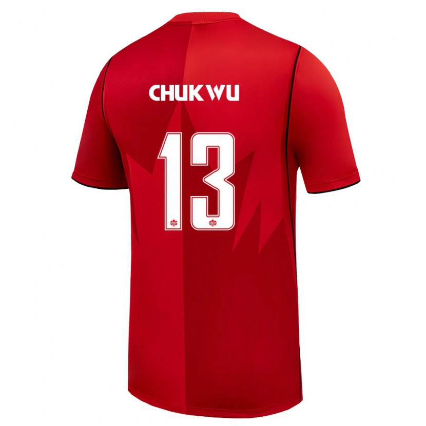 Danxen Mujer Camiseta Canadá Richard Chukwu #13 Rojo Blanco 1ª Equipación 26-28 La Camisa México