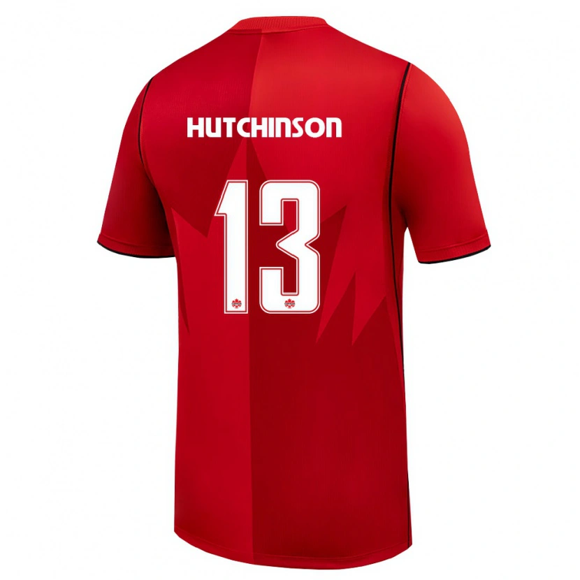 Danxen Mujer Camiseta Canadá Atiba Hutchinson #13 Rojo Blanco 1ª Equipación 26-28 La Camisa México