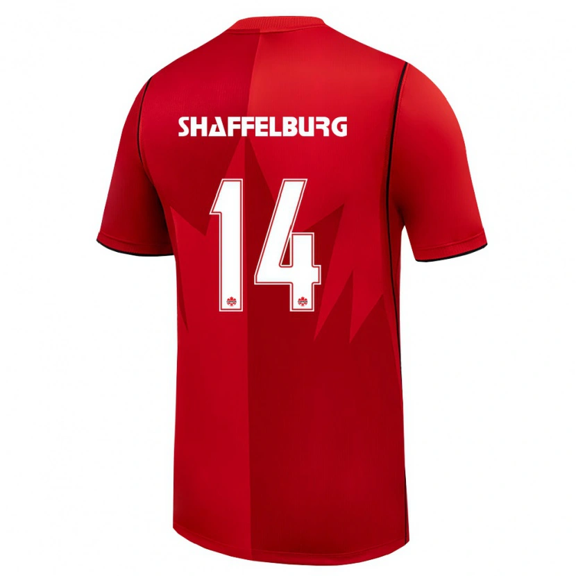 Danxen Mujer Camiseta Canadá Jacob Shaffelburg #14 Rojo Blanco 1ª Equipación 26-28 La Camisa México
