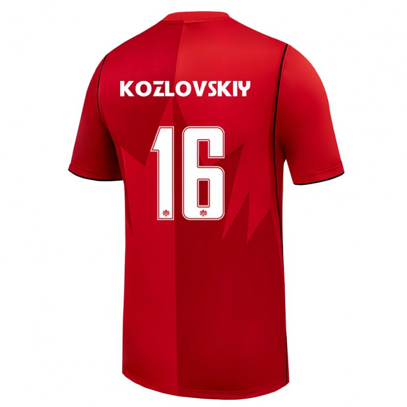 Danxen Mujer Camiseta Canadá Sergey Kozlovskiy #16 Rojo Blanco 1ª Equipación 26-28 La Camisa México