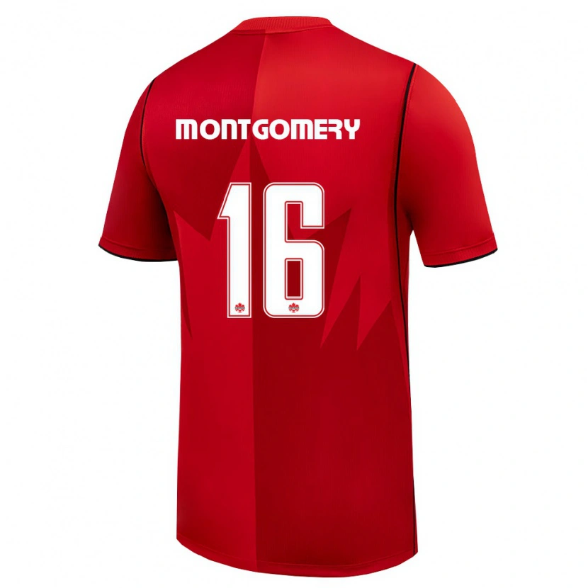 Danxen Mujer Camiseta Canadá Callum Montgomery #16 Rojo Blanco 1ª Equipación 26-28 La Camisa México