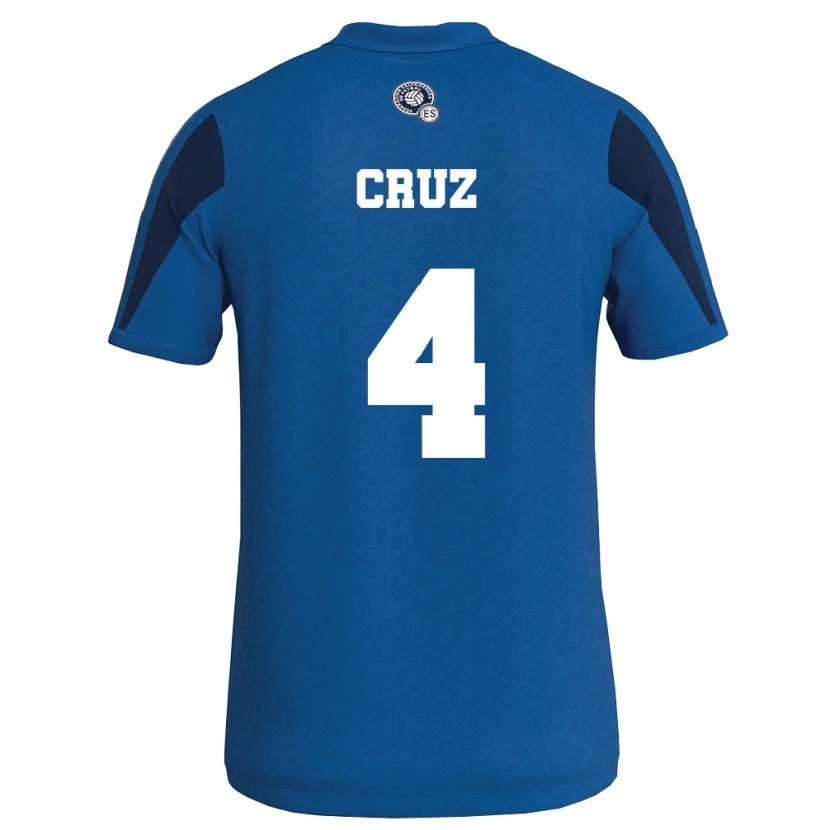 Danxen Mujer Camiseta El Salvador Jorge Cruz #4 Azul Marino 1ª Equipación 26-28 La Camisa México