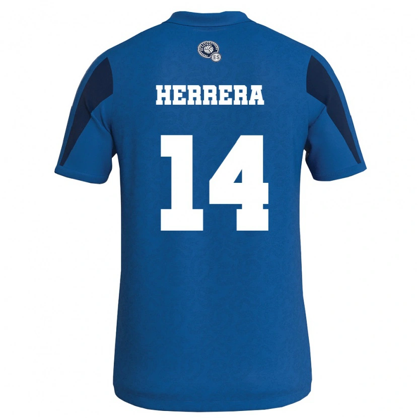 Danxen Mujer Camiseta El Salvador Franco Herrera #14 Azul Marino 1ª Equipación 26-28 La Camisa México