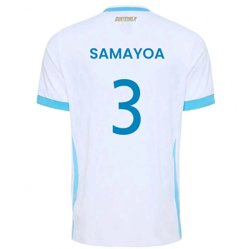 Danxen Mujer Camiseta Guatemala Nicolás Samayoa #3 Blanco Azul Cielo Oro 1ª Equipación 26-28 La Camisa México