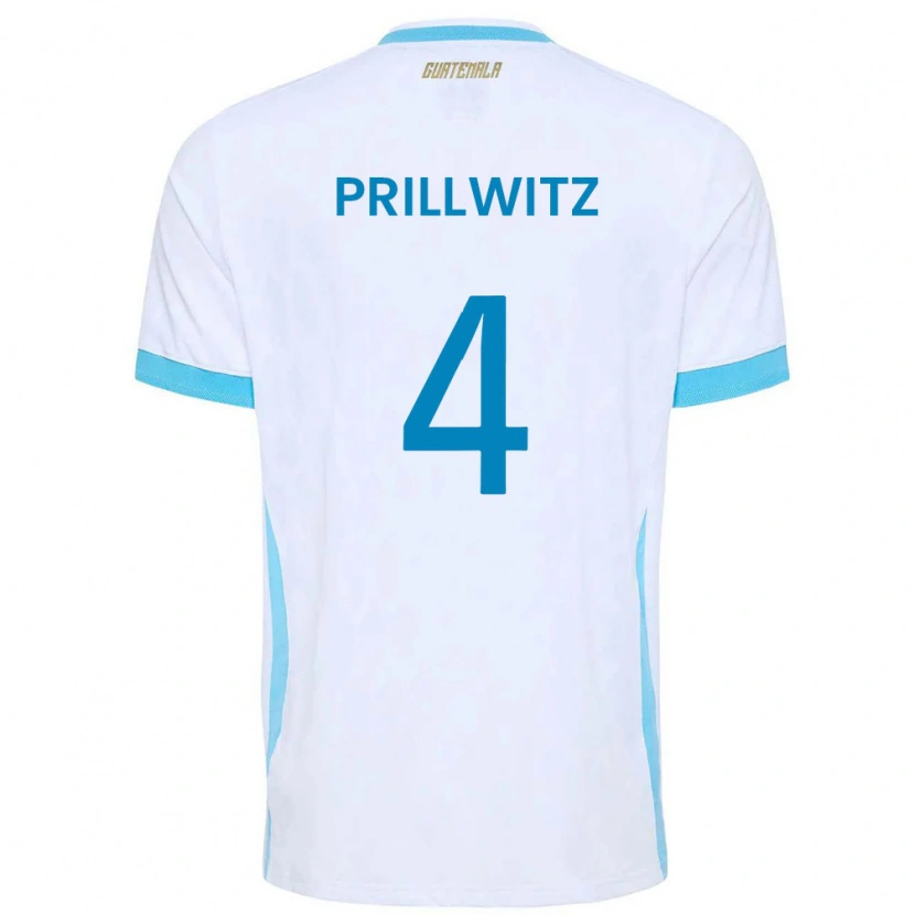 Danxen Mujer Camiseta Guatemala Héctor Prillwitz #4 Blanco Azul Cielo Oro 1ª Equipación 26-28 La Camisa México