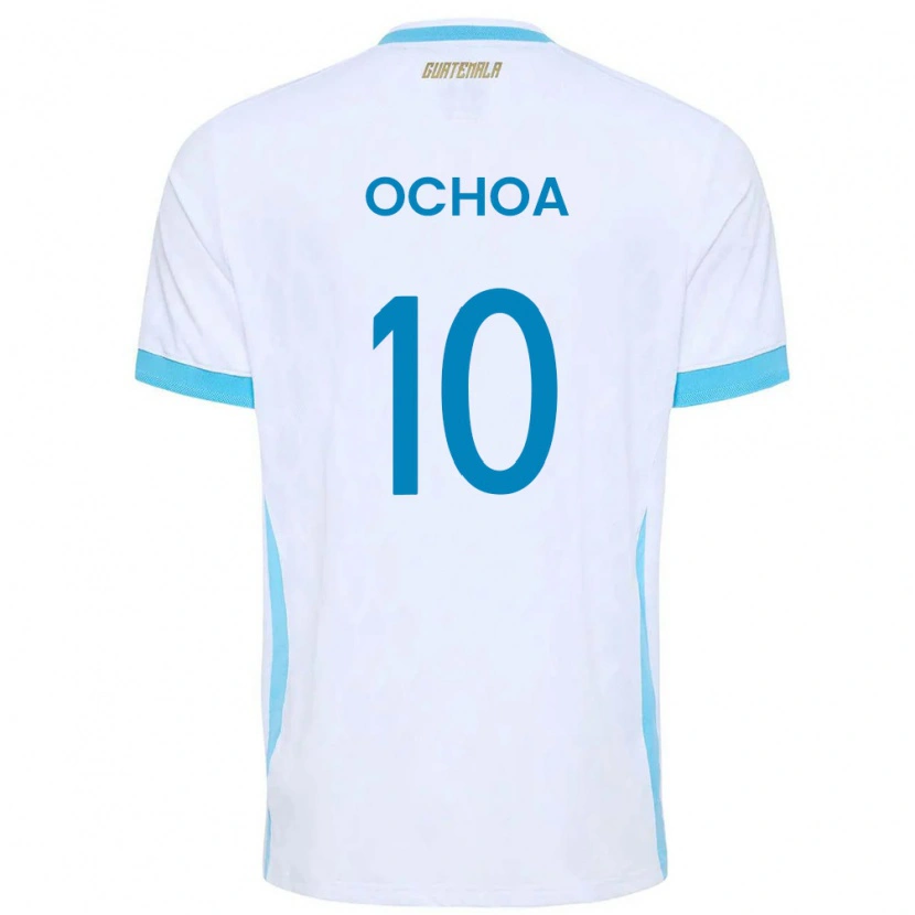 Danxen Mujer Camiseta Guatemala José Ochoa #10 Blanco Azul Cielo Oro 1ª Equipación 26-28 La Camisa México